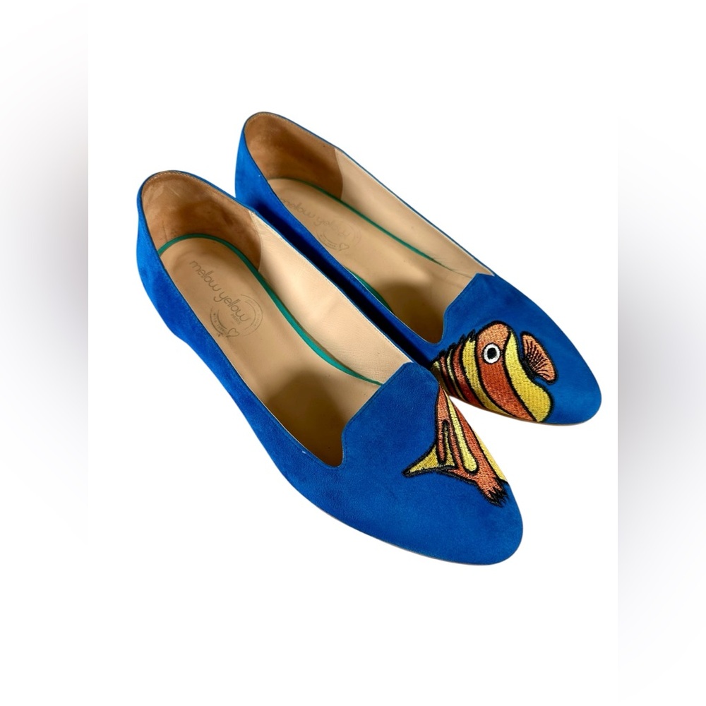 Mellow Yellow Vibrant  Fish Embroidered Loafers - Picture 3 of 11